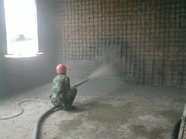 北京礼文中学墙体喷射混凝土施工